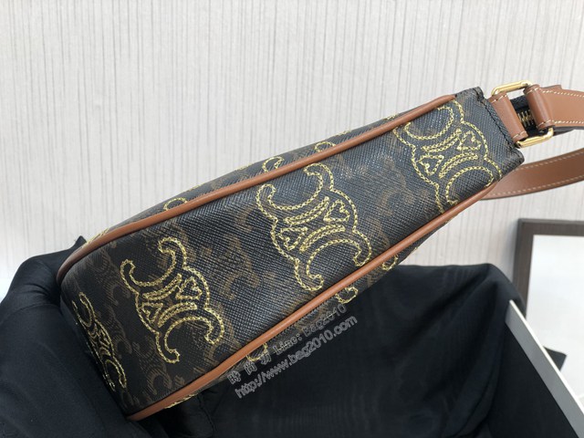 Celine專櫃2022新顏色TRIOMPHE AVA標誌印花心形刺繡腋下包 賽琳520限定系列腋下包 sldj2455